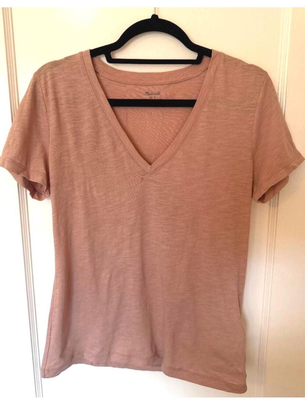 Madewell Dusty Rose Pink V-Neck Short Sleeve Tee